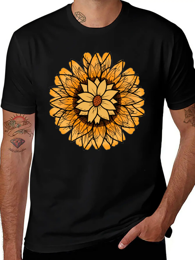 Little Aesthetic Sunflower Lightweight Cotton T-Shirt – Daily Comfort Graphic Shirt