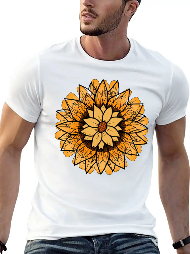 Little Aesthetic Sunflower Lightweight Cotton T-Shirt – Daily Comfort Graphic Shirt