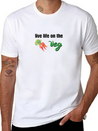 Live Life On The Veg Vegetarian Lightweight Cotton T-Shirt – Daily Comfort Graphic Shirt