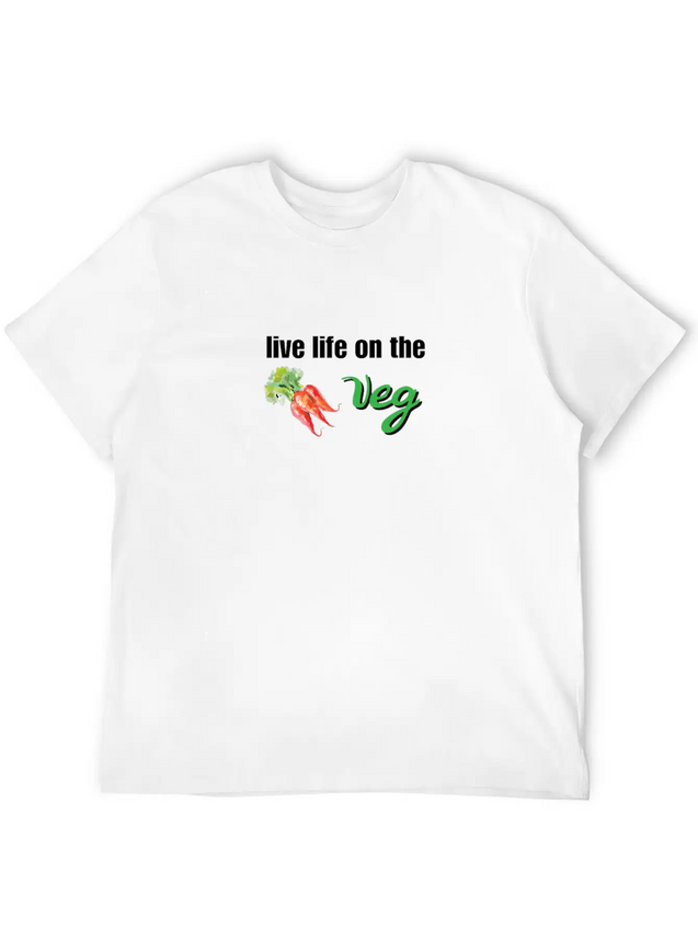 Live Life On The Veg Vegetarian Lightweight Cotton T-Shirt – Daily Comfort Graphic Shirt