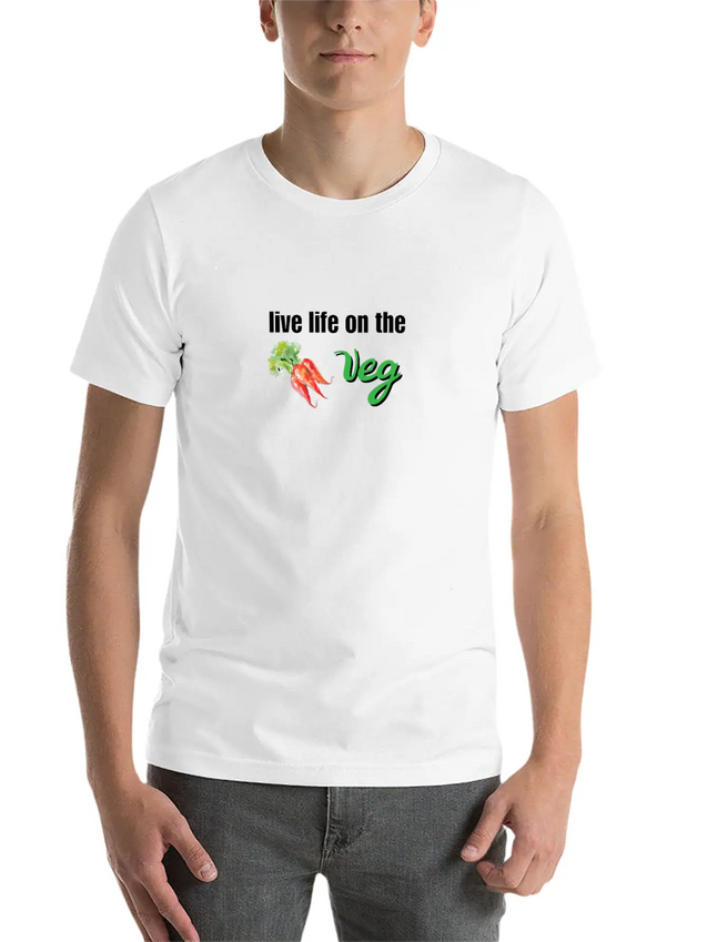 Live Life On The Veg Vegetarian Lightweight Cotton T-Shirt – Daily Comfort Graphic Shirt