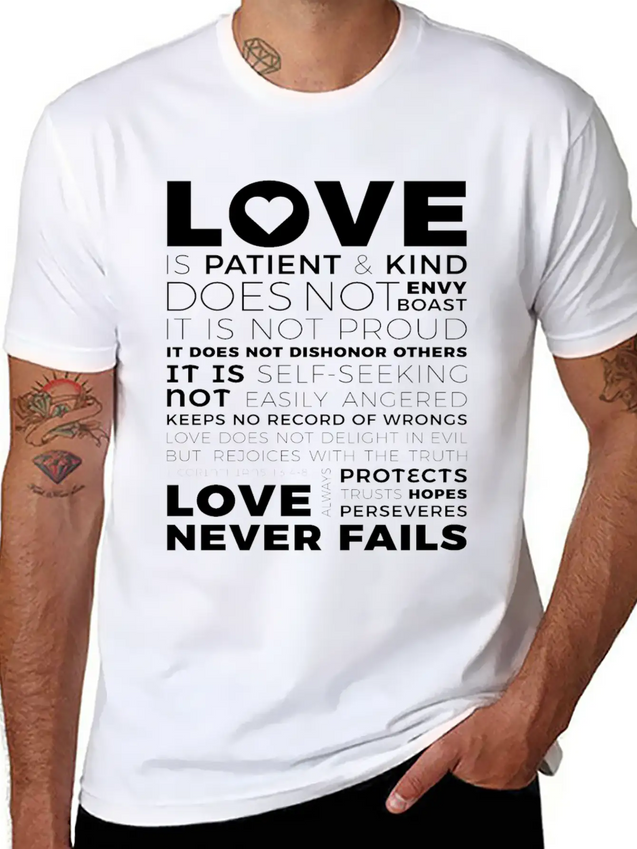 Love Is Patient And Kind Does Not Envy Boast Lightweight Cotton T-Shirt – Daily Comfort Graphic Shirt