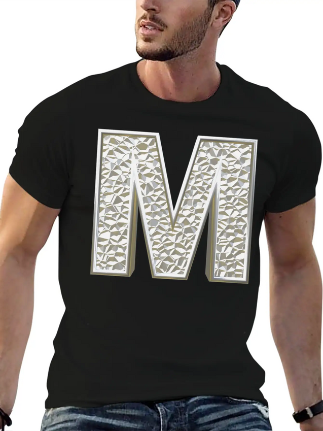 M, Letter, Letter M, Initial, Initial M, Monogram, Lightweight Cotton T-Shirt – Daily Comfort Graphic Shirt
