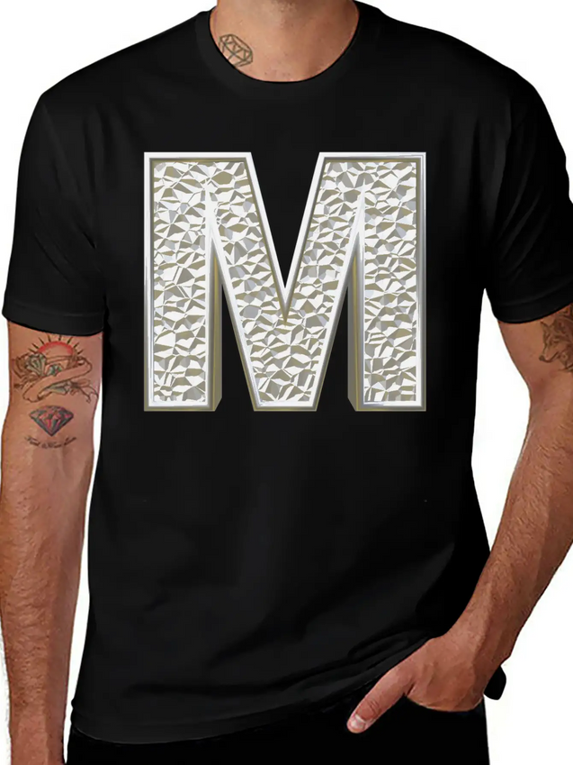 M, Letter, Letter M, Initial, Initial M, Monogram, Lightweight Cotton T-Shirt – Daily Comfort Graphic Shirt
