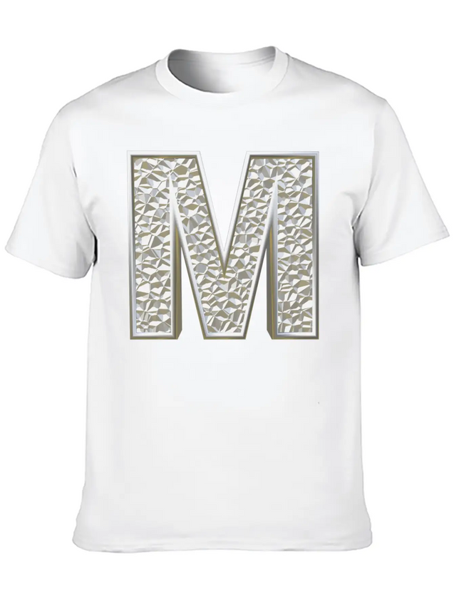 M, Letter, Letter M, Initial, Initial M, Monogram, Lightweight Cotton T-Shirt – Daily Comfort Graphic Shirt