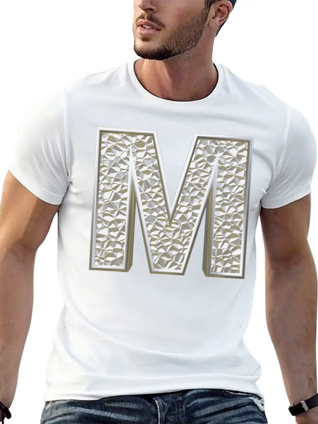 M, Letter, Letter M, Initial, Initial M, Monogram, Lightweight Cotton T-Shirt – Daily Comfort Graphic Shirt