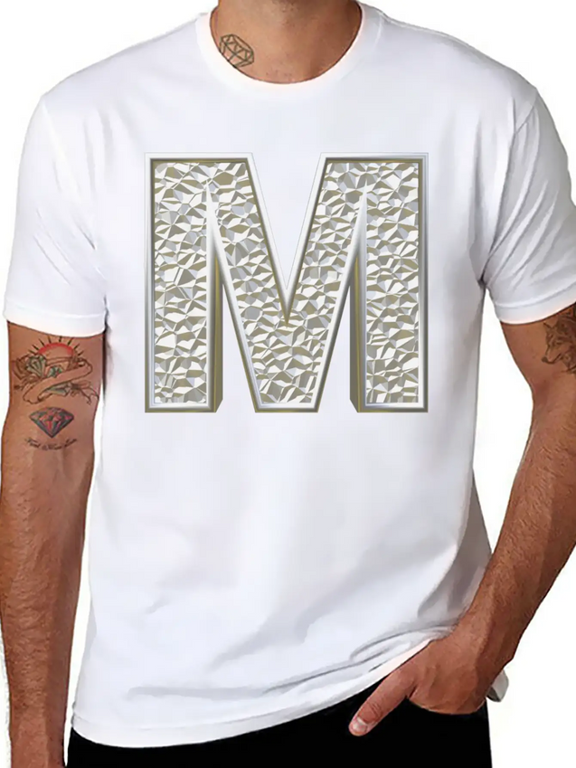 M, Letter, Letter M, Initial, Initial M, Monogram, Lightweight Cotton T-Shirt – Daily Comfort Graphic Shirt