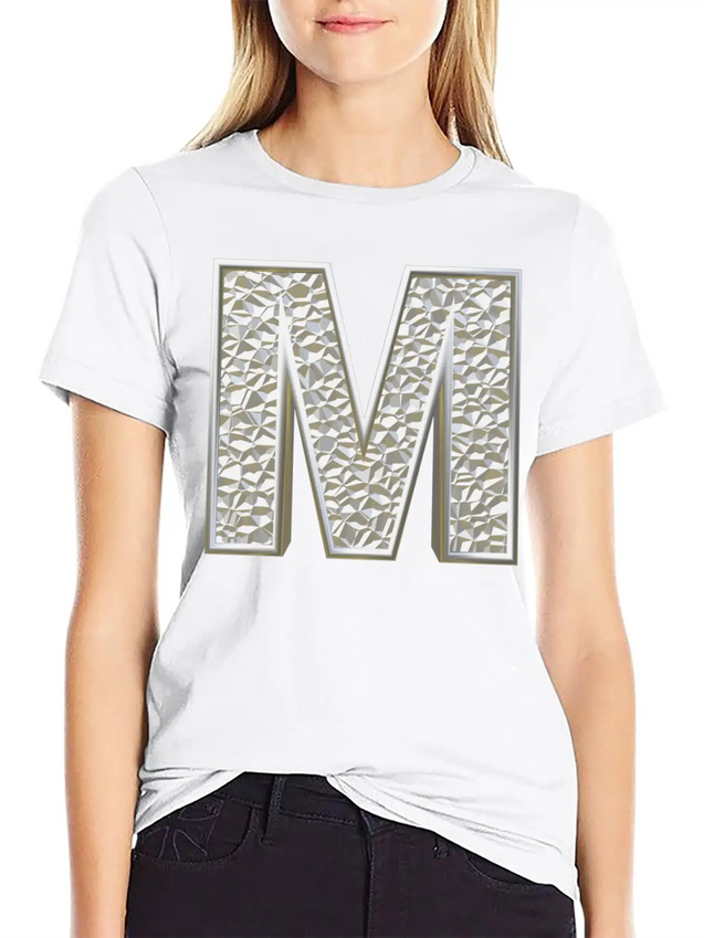 M, Letter, Letter M, Initial, Initial M, Monogram, Lightweight Cotton T-Shirt – Daily Comfort Graphic Shirt