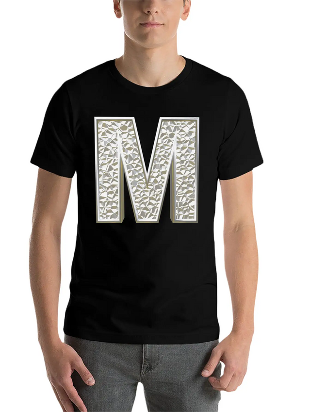 M, Letter, Letter M, Initial, Initial M, Monogram, Lightweight Cotton T-Shirt – Daily Comfort Graphic Shirt