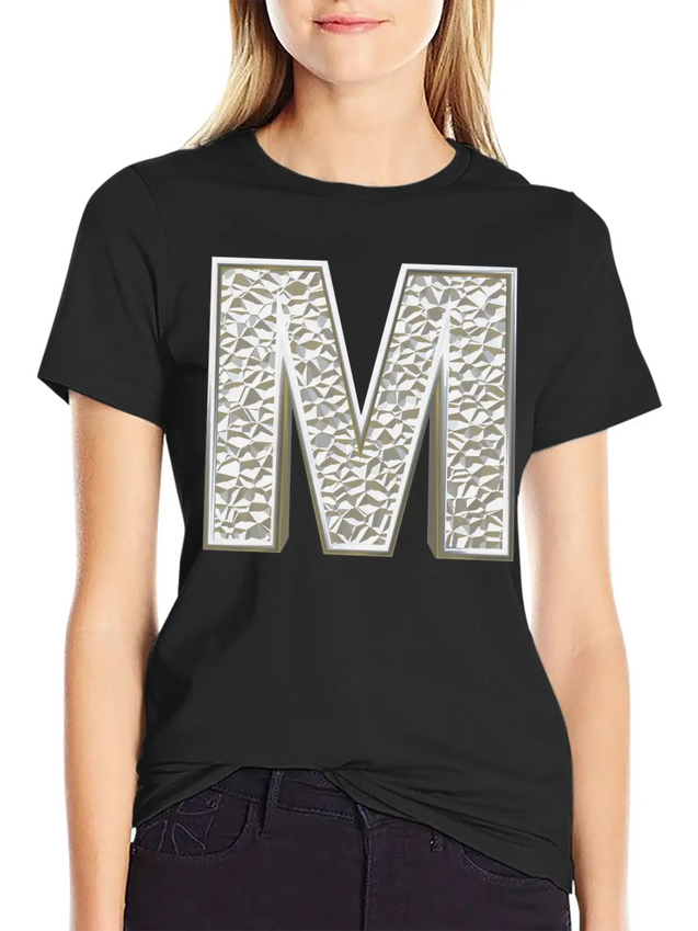M, Letter, Letter M, Initial, Initial M, Monogram, Lightweight Cotton T-Shirt – Daily Comfort Graphic Shirt