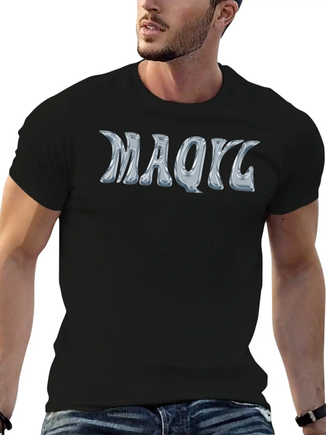 Maqyl Silver Logo Lightweight Cotton T-Shirt – Daily Comfort Graphic Shirt