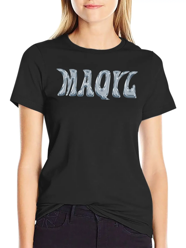 Maqyl Silver Logo Lightweight Cotton T-Shirt – Daily Comfort Graphic Shirt
