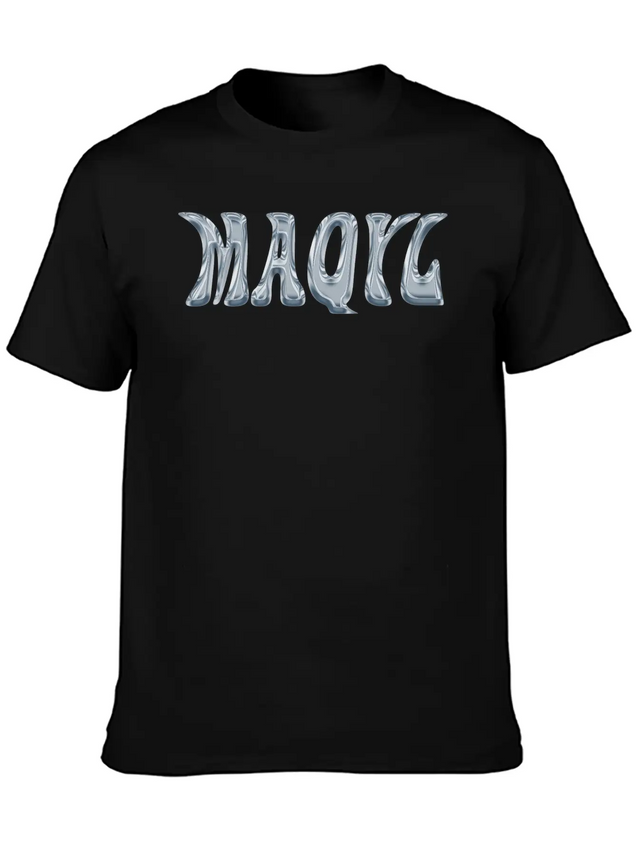 Maqyl Silver Logo Lightweight Cotton T-Shirt – Daily Comfort Graphic Shirt