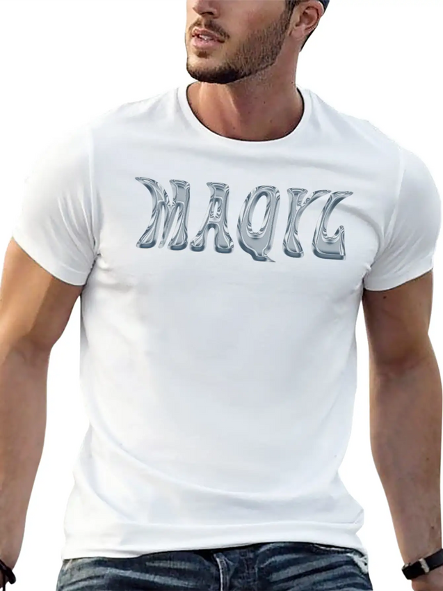 Maqyl Silver Logo Lightweight Cotton T-Shirt – Daily Comfort Graphic Shirt