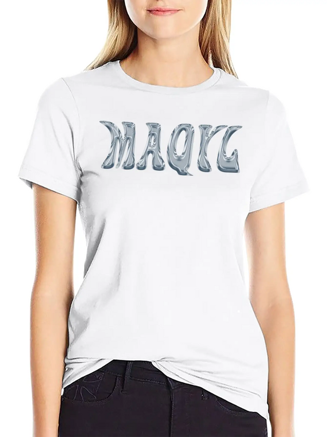 Maqyl Silver Logo Lightweight Cotton T-Shirt – Daily Comfort Graphic Shirt