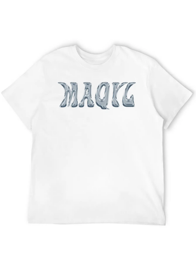 Maqyl Silver Logo Lightweight Cotton T-Shirt – Daily Comfort Graphic Shirt