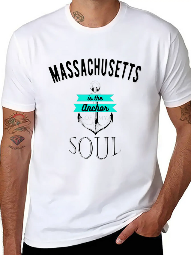 Massachusetts Anchor Of My Soul American States Lightweight Cotton T-Shirt – Daily Comfort Graphic Shirt