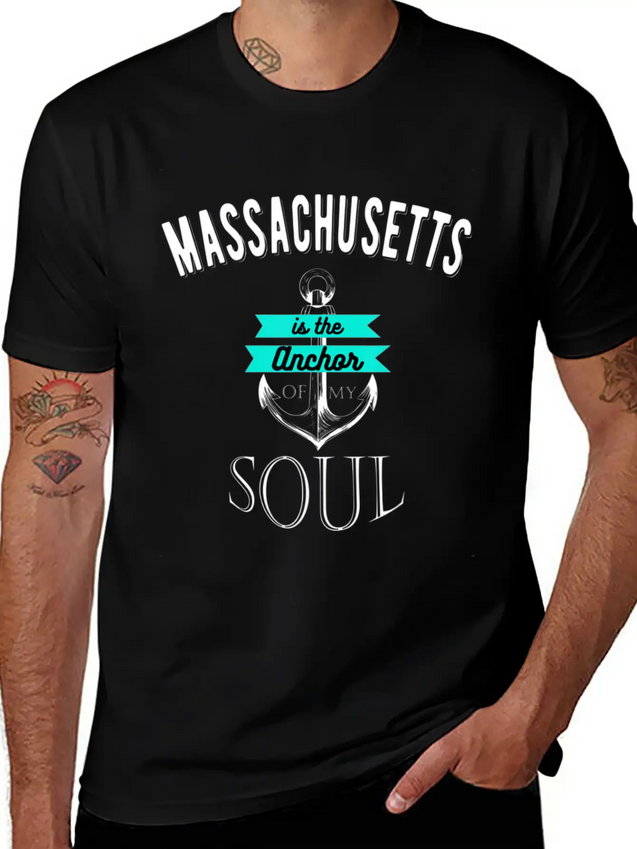 Massachusetts Anchor Of My Soul American States Lightweight Cotton T-Shirt – Daily Comfort Graphic Shirt