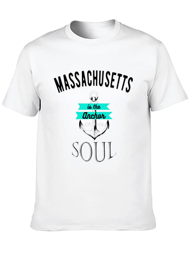 Massachusetts Anchor Of My Soul American States Lightweight Cotton T-Shirt – Daily Comfort Graphic Shirt