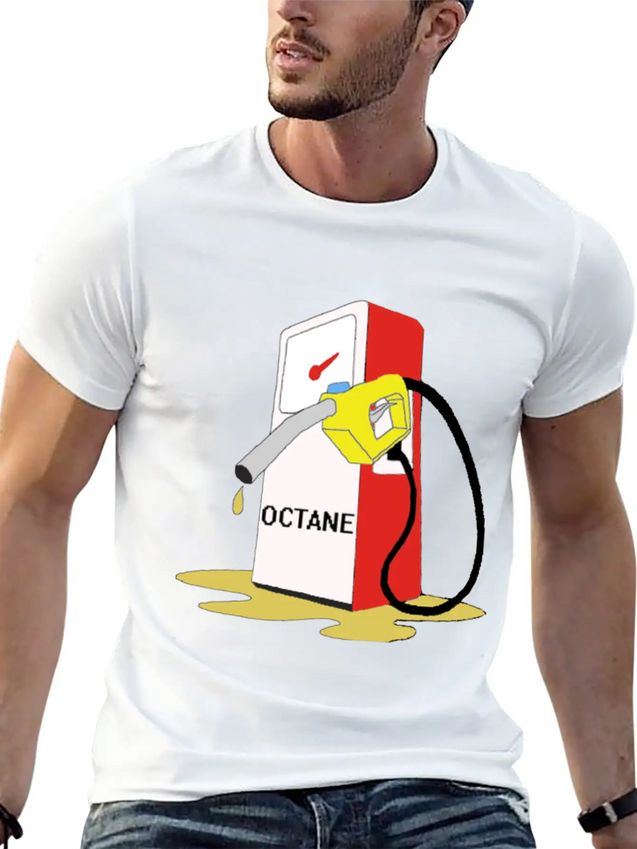 Men's Charcoal GetcreOctane Emote T-Shirt Lightweight Cotton T-Shirt – Daily Comfort Graphic Shirt