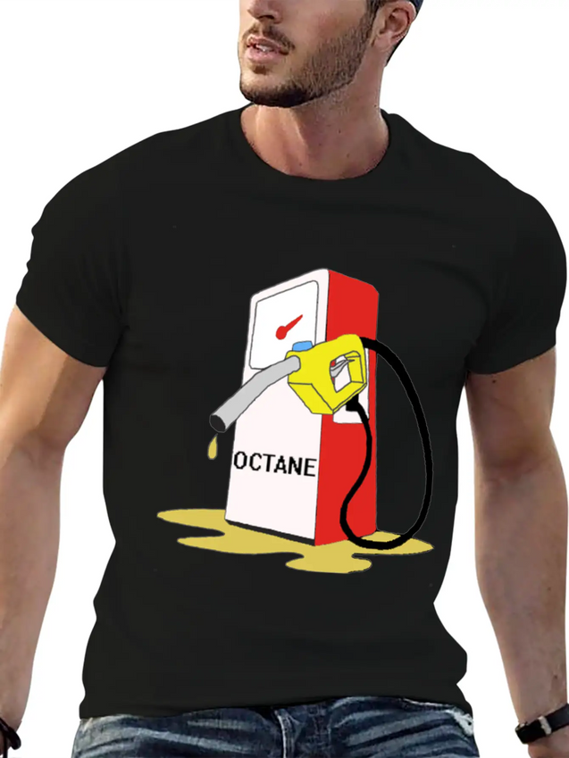 Men's Charcoal GetcreOctane Emote T-Shirt Lightweight Cotton T-Shirt – Daily Comfort Graphic Shirt