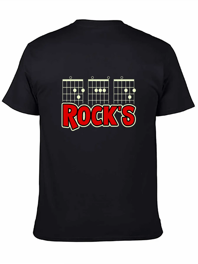 Mens Guitarist Birthday Guitar Chords "DAD Rock's" Lightweight Cotton T-Shirt – Daily Comfort Graphic Shirt
