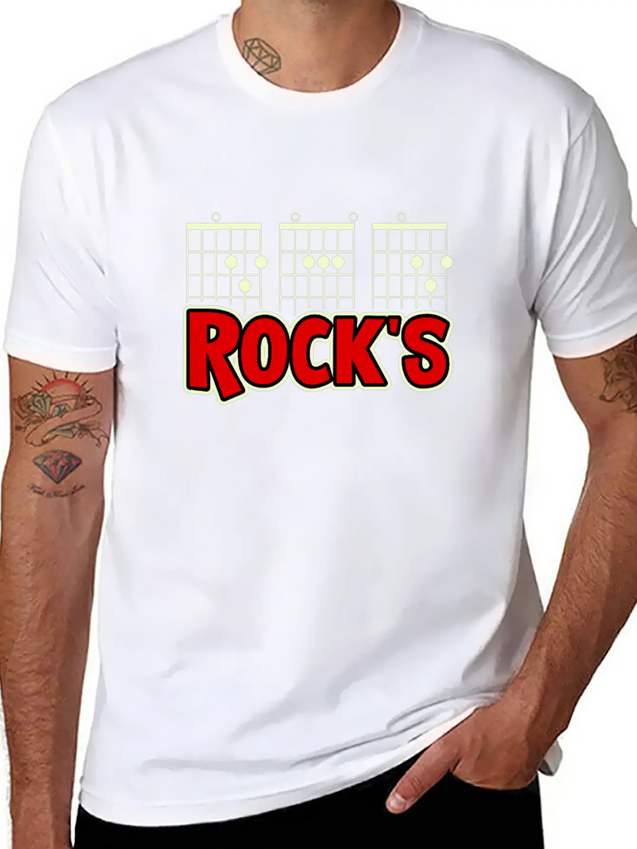 Mens Guitarist Birthday Guitar Chords "DAD Rock's" Lightweight Cotton T-Shirt – Daily Comfort Graphic Shirt