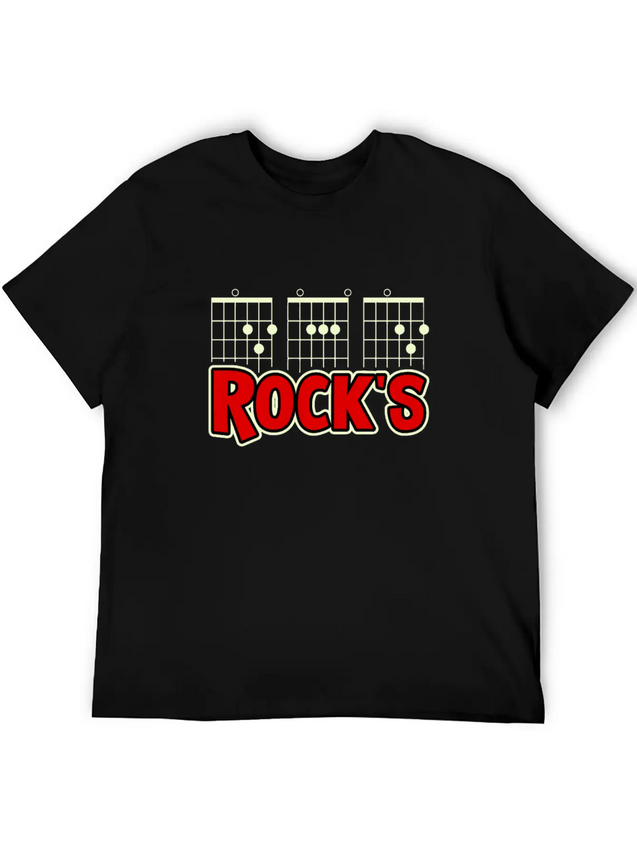 Mens Guitarist Birthday Guitar Chords "DAD Rock's" Lightweight Cotton T-Shirt – Daily Comfort Graphic Shirt