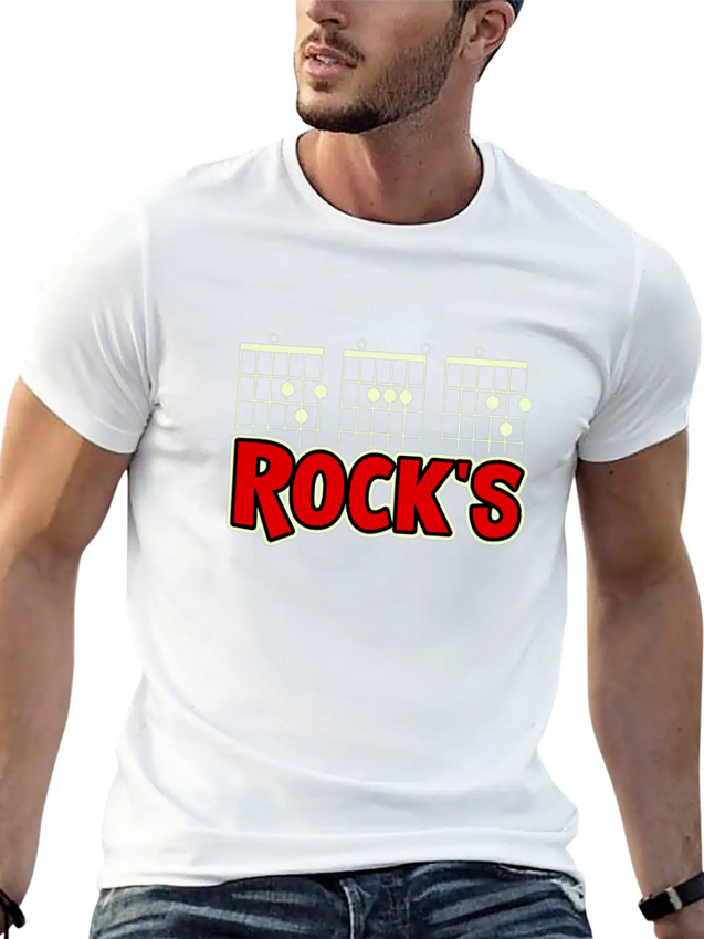 Mens Guitarist Birthday Guitar Chords "DAD Rock's" Lightweight Cotton T-Shirt – Daily Comfort Graphic Shirt