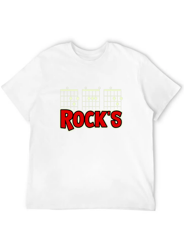 Mens Guitarist Birthday Guitar Chords "DAD Rock's" Lightweight Cotton T-Shirt – Daily Comfort Graphic Shirt