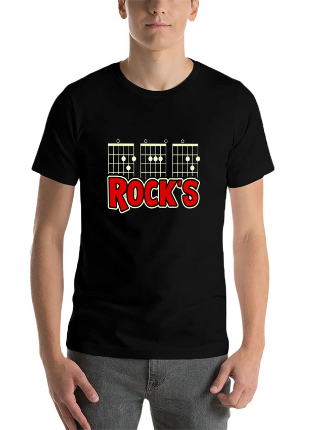 Mens Guitarist Birthday Guitar Chords "DAD Rock's" Lightweight Cotton T-Shirt – Daily Comfort Graphic Shirt
