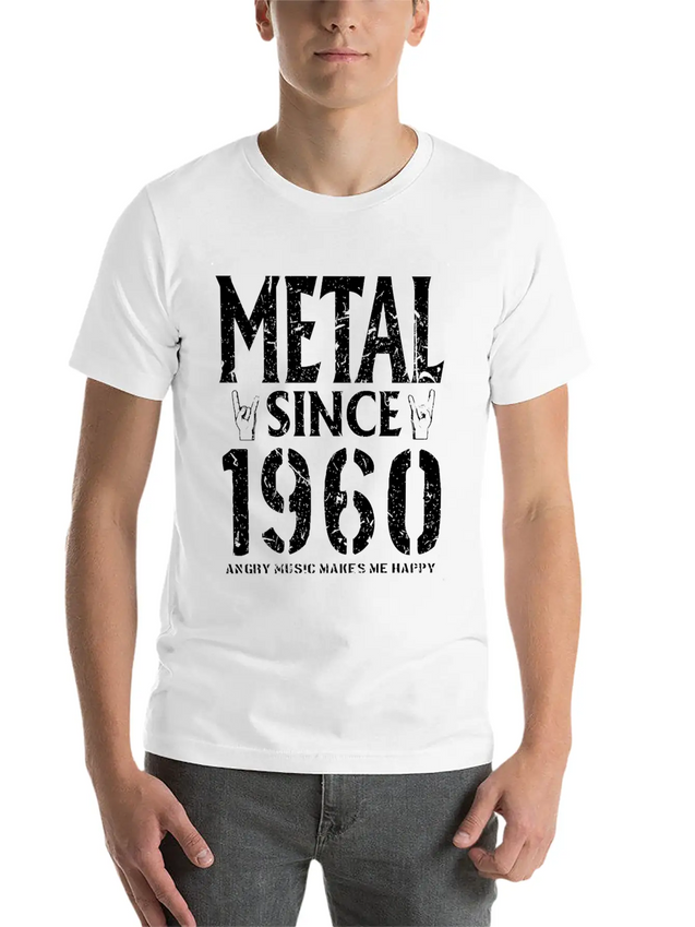 Metal Gift Birthday Vintage 1960 Lightweight Cotton T-Shirt – Daily Comfort Graphic Shirt