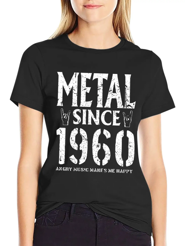 Metal Gift Birthday Vintage 1960 Lightweight Cotton T-Shirt – Daily Comfort Graphic Shirt