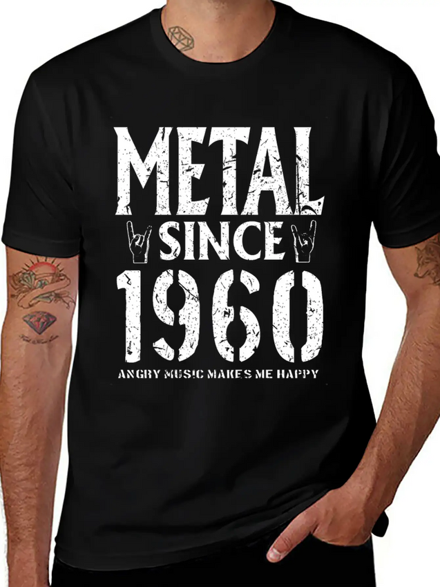 Metal Gift Birthday Vintage 1960 Lightweight Cotton T-Shirt – Daily Comfort Graphic Shirt