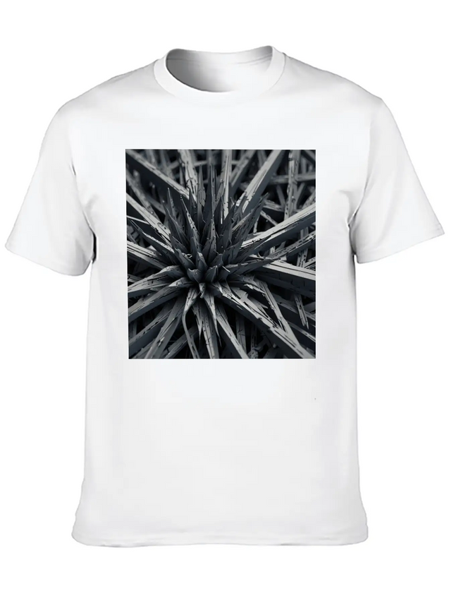 Metallic Bloom: Nature's Industrial Reflection Lightweight Cotton T-Shirt – Daily Comfort Graphic Shirt
