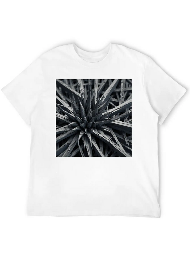 Metallic Bloom: Nature's Industrial Reflection Lightweight Cotton T-Shirt – Daily Comfort Graphic Shirt