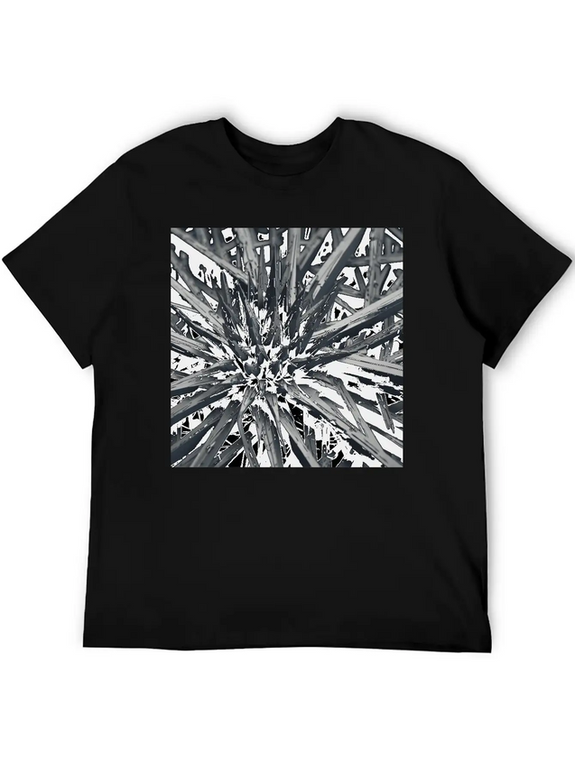 Metallic Bloom: Nature's Industrial Reflection Lightweight Cotton T-Shirt – Daily Comfort Graphic Shirt