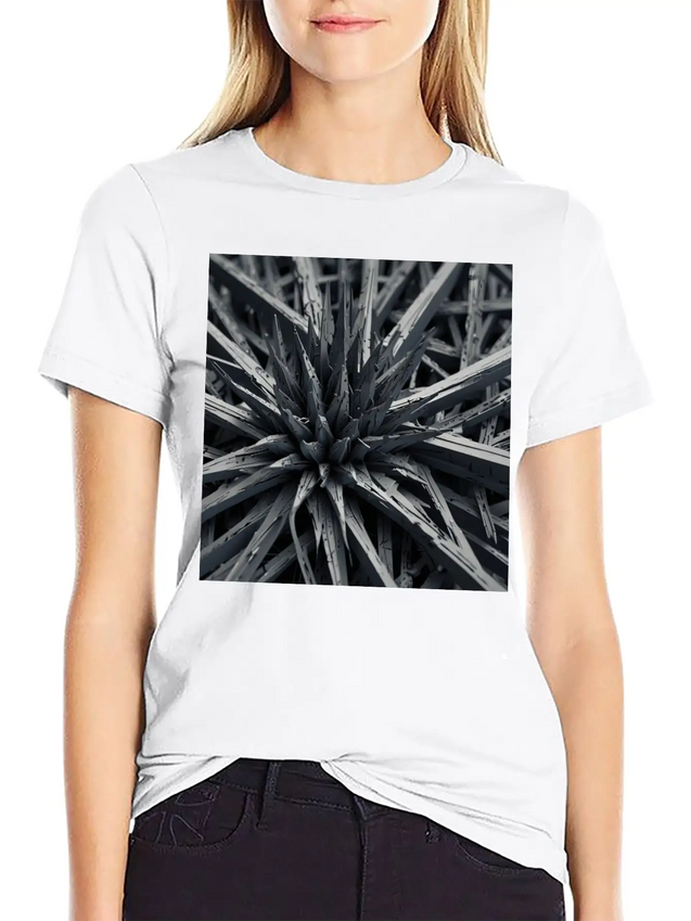 Metallic Bloom: Nature's Industrial Reflection Lightweight Cotton T-Shirt – Daily Comfort Graphic Shirt