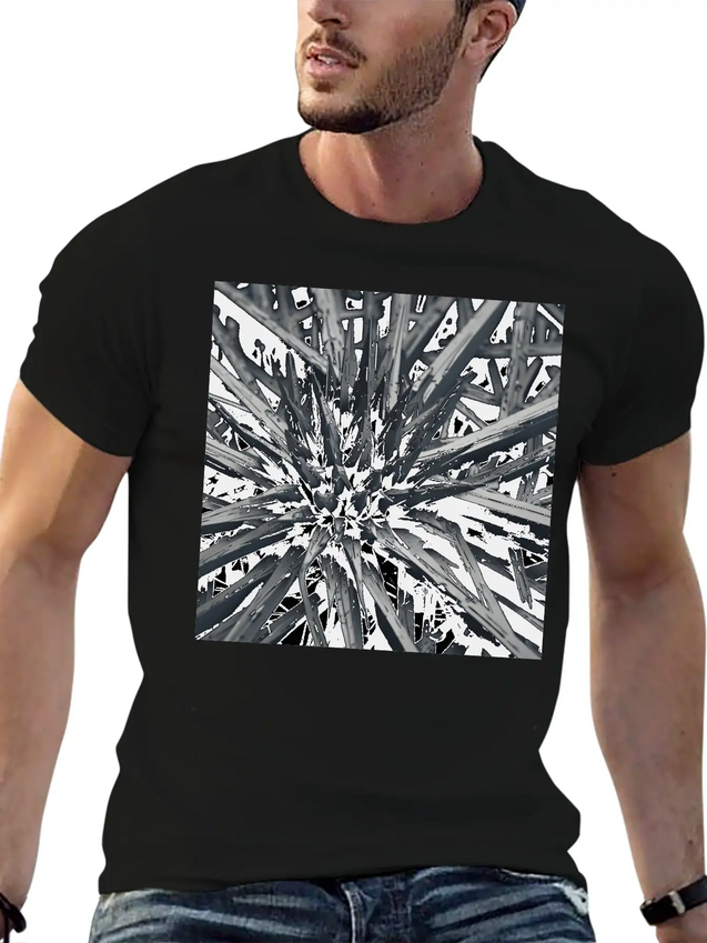 Metallic Bloom: Nature's Industrial Reflection Lightweight Cotton T-Shirt – Daily Comfort Graphic Shirt