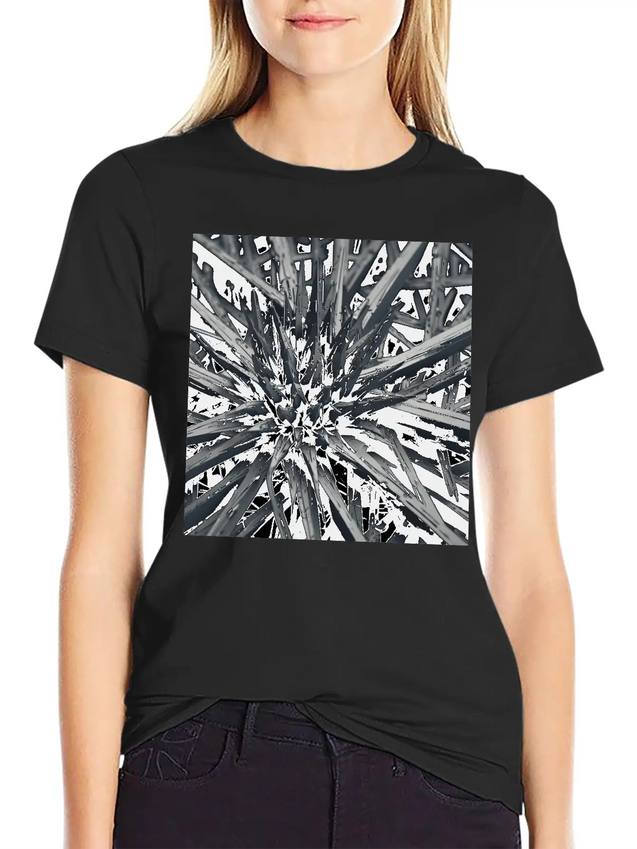 Metallic Bloom: Nature's Industrial Reflection Lightweight Cotton T-Shirt – Daily Comfort Graphic Shirt