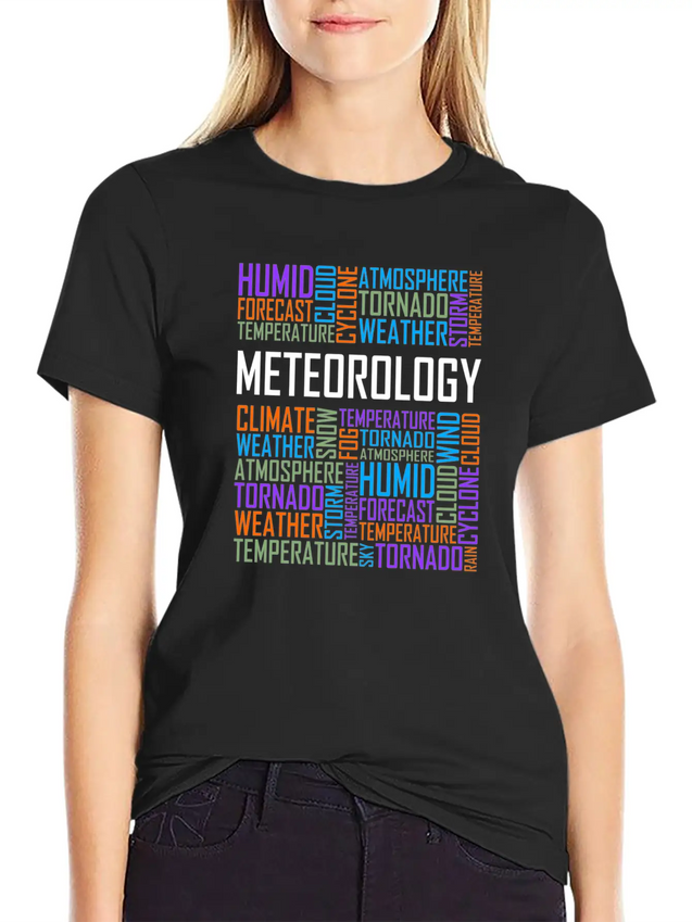 Meteorology Words Weather Forecast Meteorologist Lightweight Cotton T-Shirt – Daily Comfort Graphic Shirt