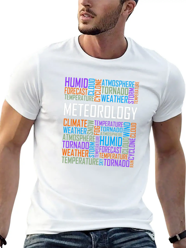 Meteorology Words Weather Forecast Meteorologist Lightweight Cotton T-Shirt – Daily Comfort Graphic Shirt