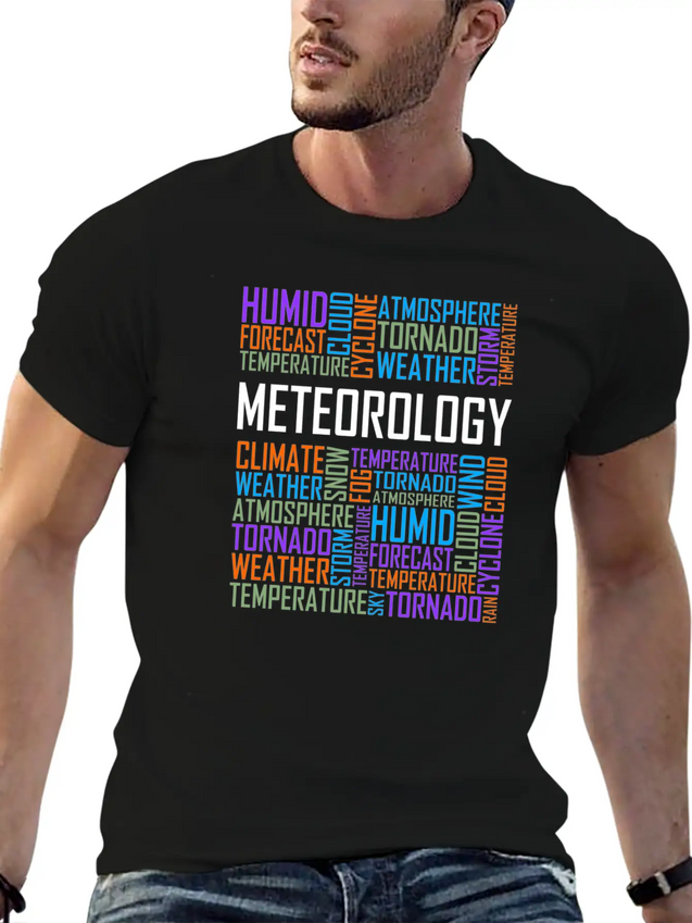 Meteorology Words Weather Forecast Meteorologist Lightweight Cotton T-Shirt – Daily Comfort Graphic Shirt