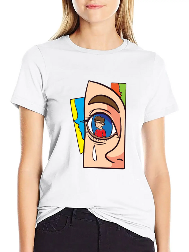 Miscellaneous Figurative Facade Lightweight Cotton T-Shirt – Daily Comfort Graphic Shirt