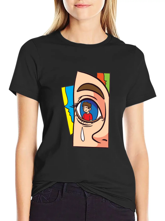 Miscellaneous Figurative Facade Lightweight Cotton T-Shirt – Daily Comfort Graphic Shirt