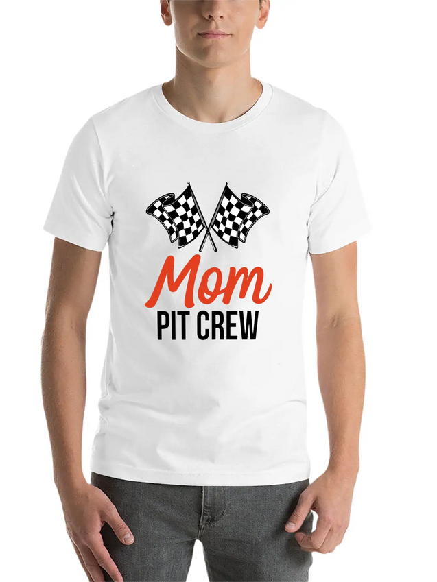 Mom Pit Crew Funny Hosting Car Race Birthday Party Lightweight Cotton T-Shirt – Daily Comfort Graphic Shirt