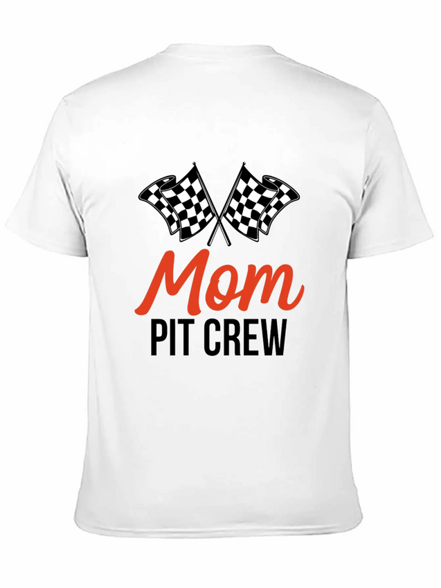 Mom Pit Crew Funny Hosting Car Race Birthday Party Lightweight Cotton T-Shirt – Daily Comfort Graphic Shirt