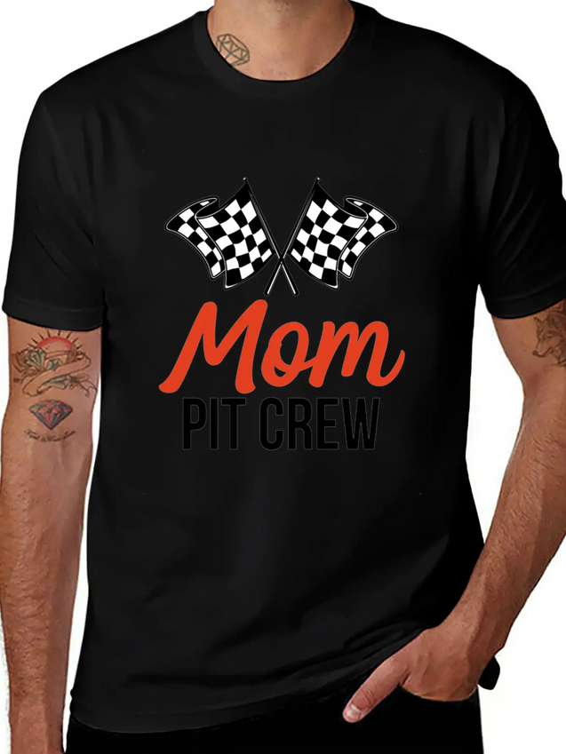 Mom Pit Crew Funny Hosting Car Race Birthday Party Lightweight Cotton T-Shirt – Daily Comfort Graphic Shirt