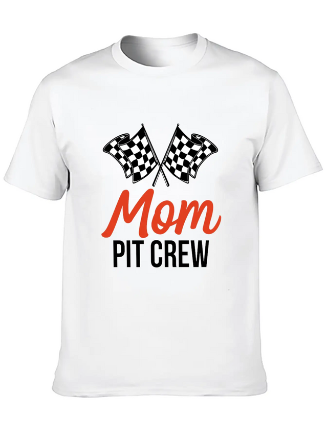 Mom Pit Crew Funny Hosting Car Race Birthday Party Lightweight Cotton T-Shirt – Daily Comfort Graphic Shirt