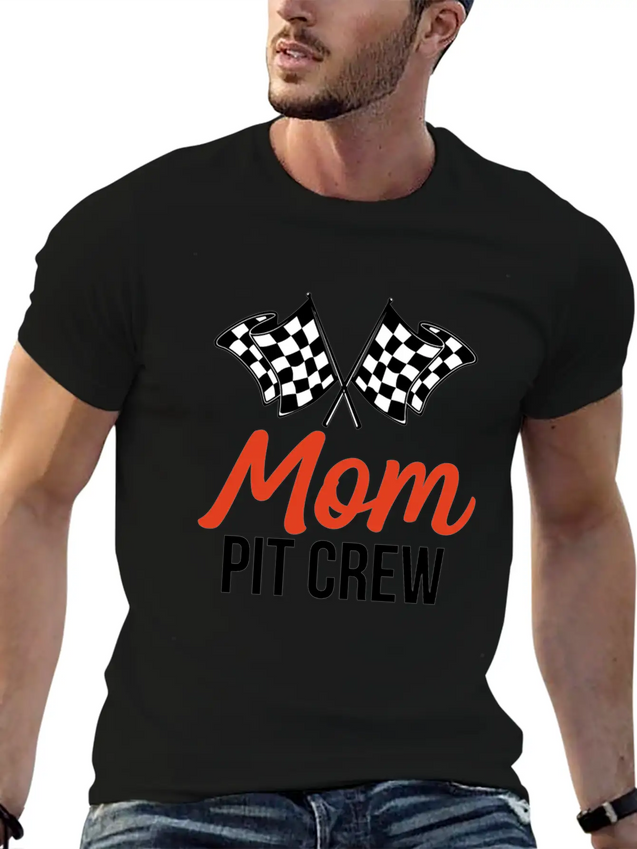 Mom Pit Crew Funny Hosting Car Race Birthday Party Lightweight Cotton T-Shirt – Daily Comfort Graphic Shirt